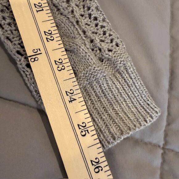 Cider Knit Hooded Zipper Hollow Out Cardigan Gray Open Knit Size XS - Picture 11 of 12